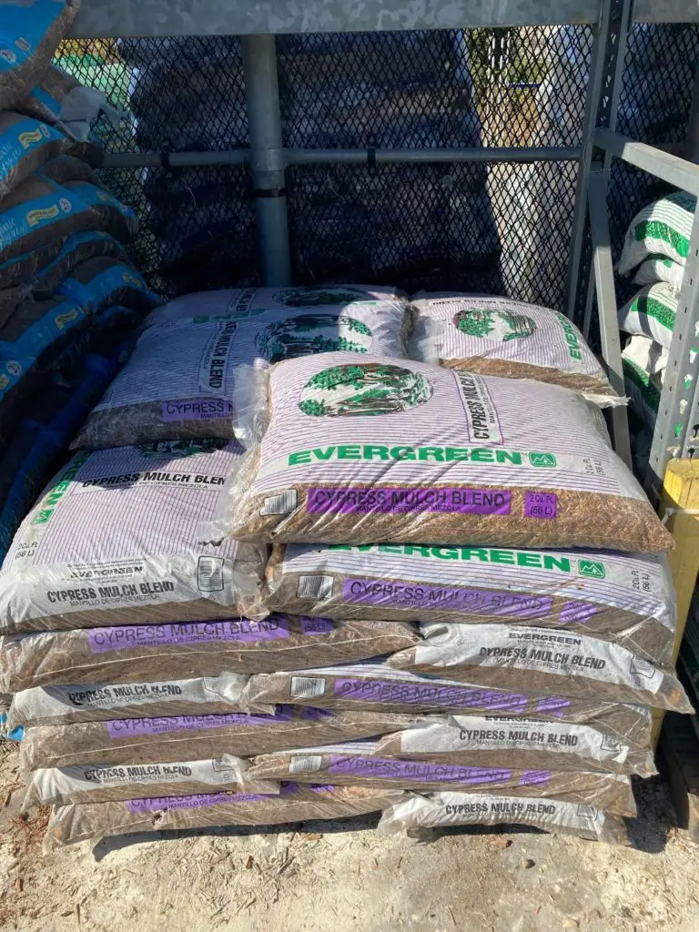 Cypress Mulch Blend stack at Lowes
