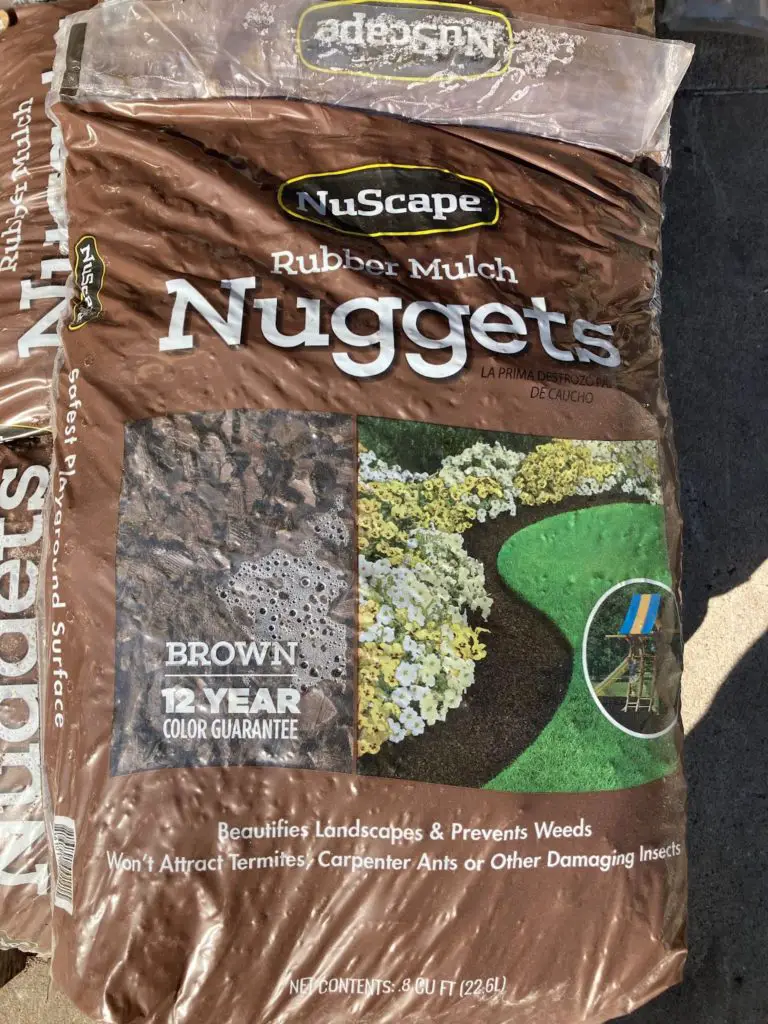 Rubber mulch nuggets at Lowes