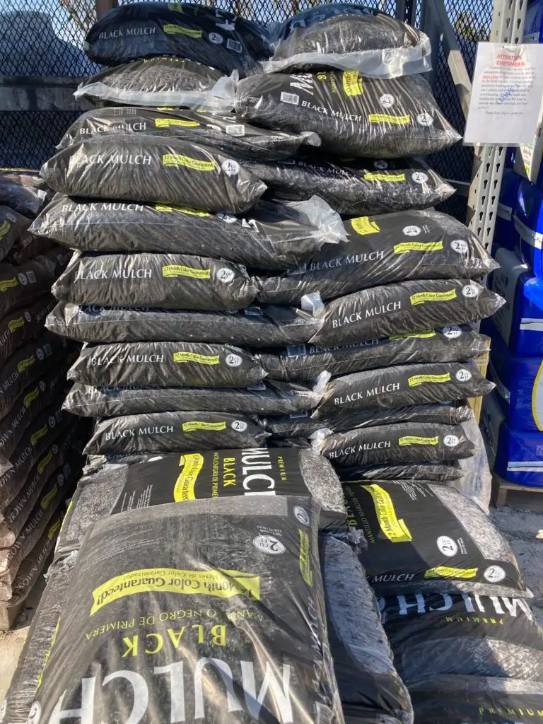 The full stack of premium black mulch at lowes