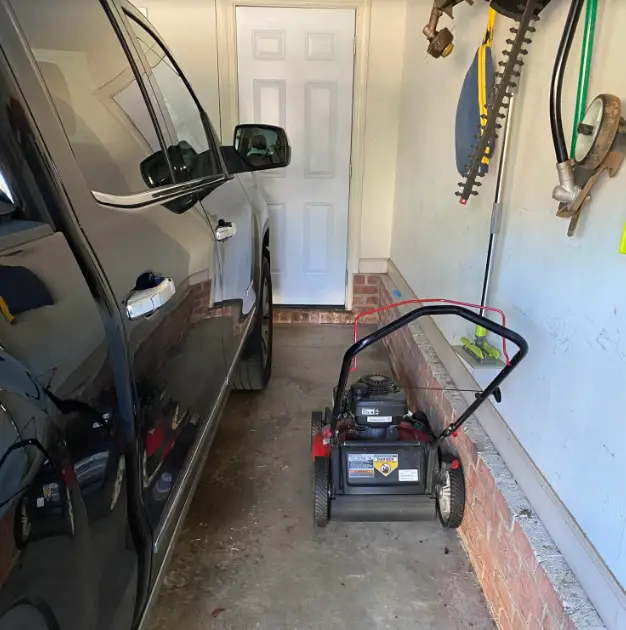 Hanging a best sale lawn mower