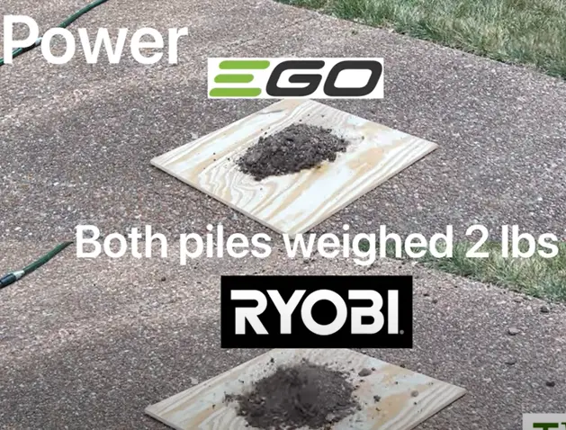 ego vs ryobi blower test with dirt