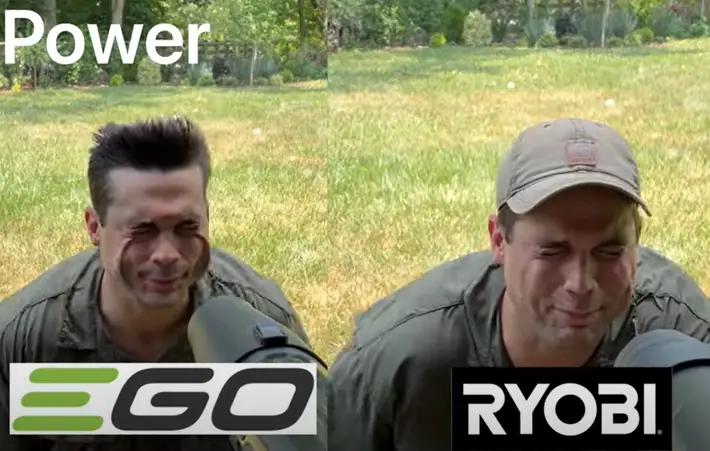 ego vs ryobi blower power on face