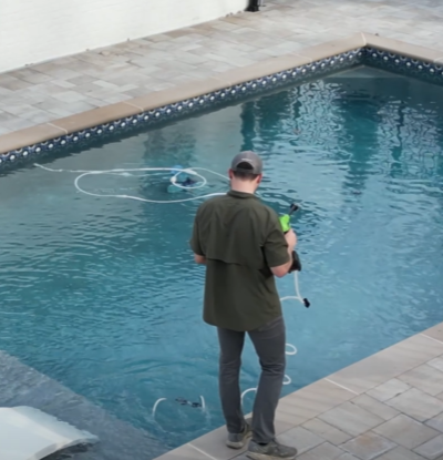 Greenworks power cleaner used in pool