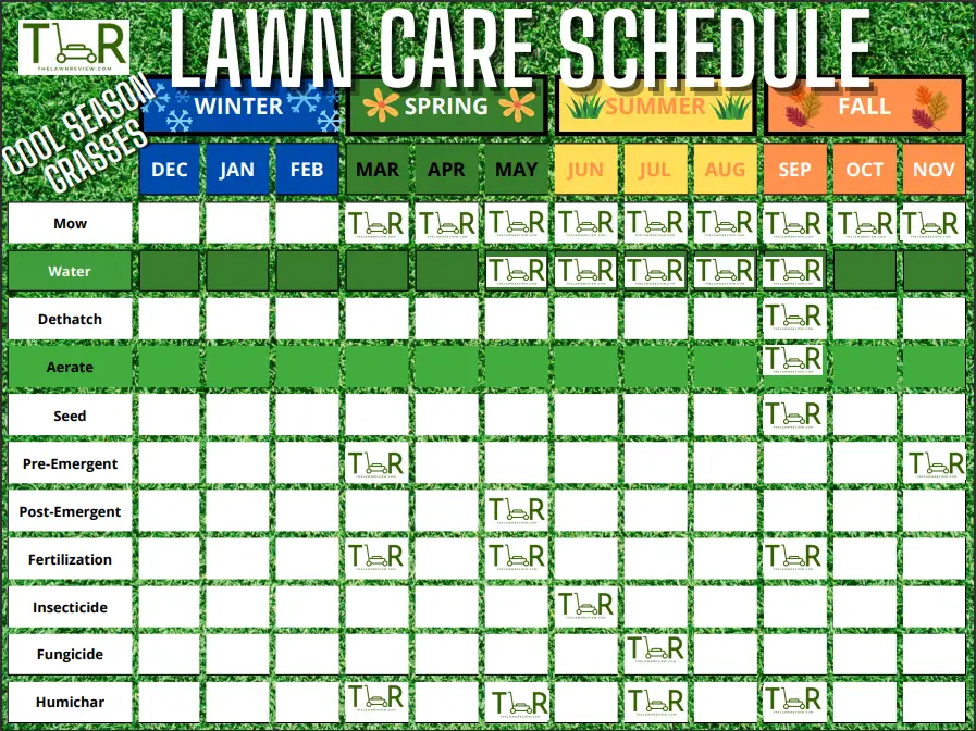 cool season grass lawn care schedule