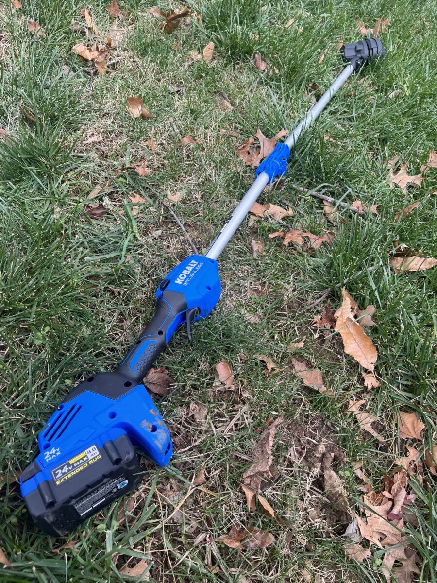 kobalt 24v max string trimmer in grass