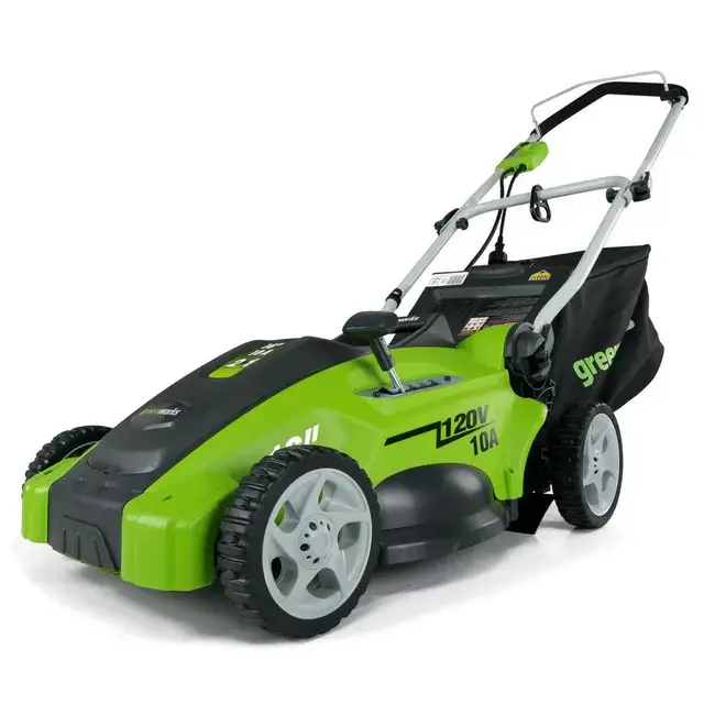 greenworks corded mower review up close